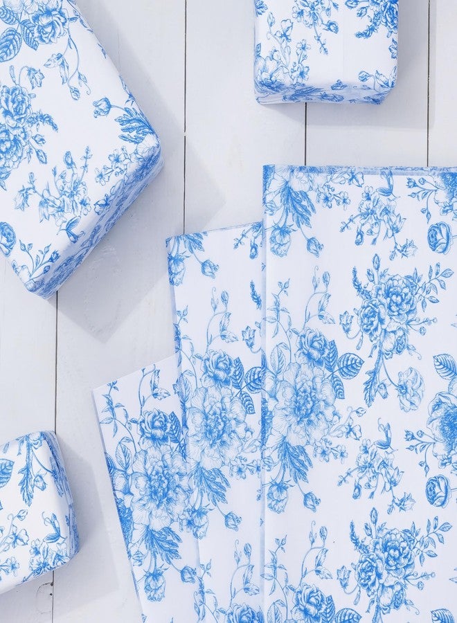 AnyDesign 100 Sheet Blue Floral Tissue Paper Chinoiserie Gift Wrapping Paper Vintage Blue White Flower Packaging Paper DIY Art Craft Paper for Baby Shower Birthday Wedding Party Decor, 14 x 20 Inch - Image 4